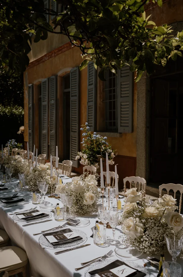 Refined destination wedding tablescape
